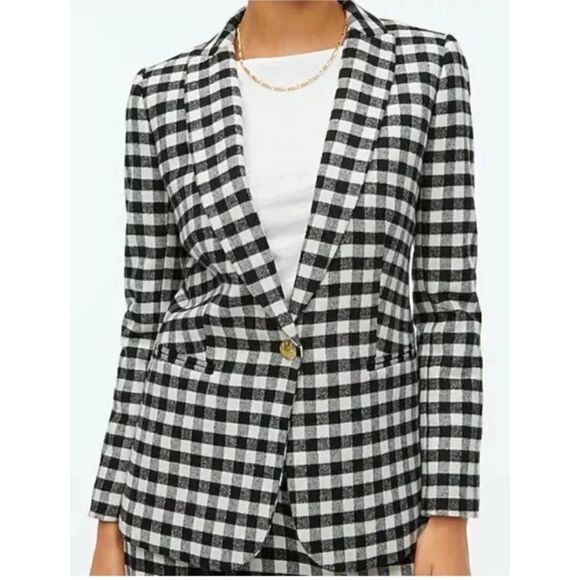 J. Crew Wool Blend One Button Blazer - Buffalo Plaid 2 - Picture 1 of 8